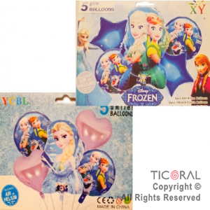 SET DE GLOBOS METALIZADO FROZEN 5 UNIDADES X 1